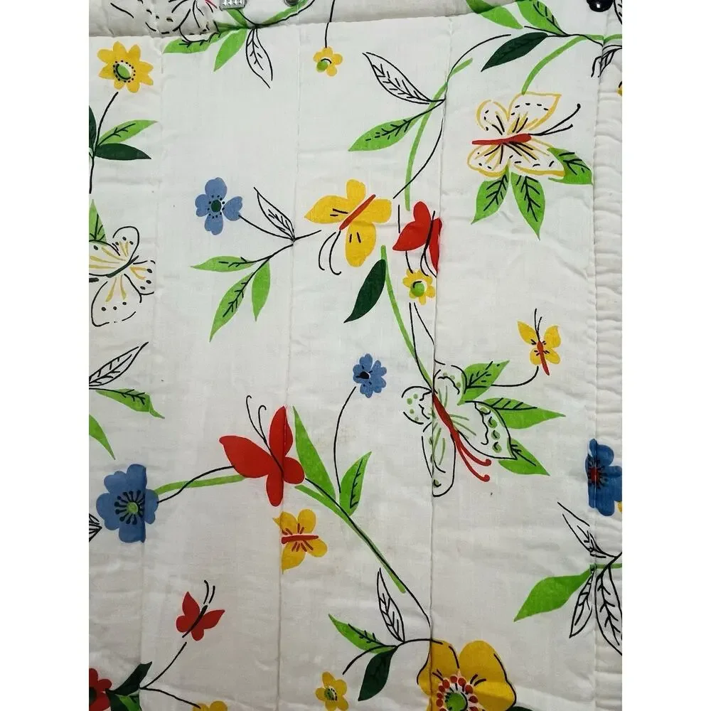 70s VTG Sleeping Bag Snaps Wrap Bundle Quilt Camping Blanket Snug Sack Flower Po